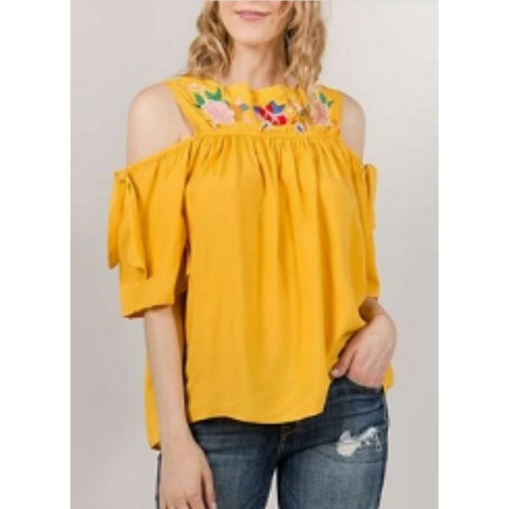 Yellow embroidered top